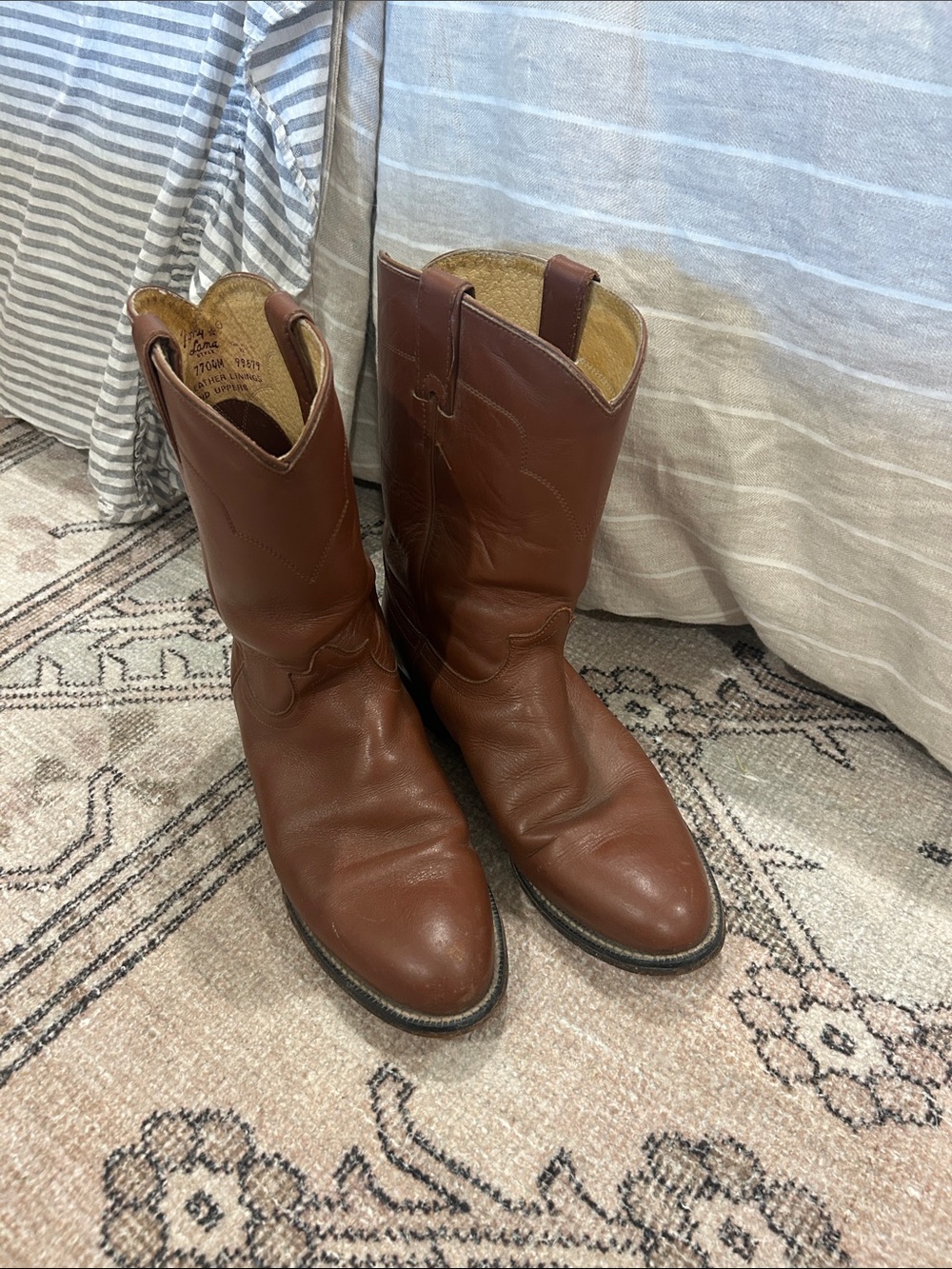 Tony Lama Chestnut Brown Leather Western Cowboy Boots